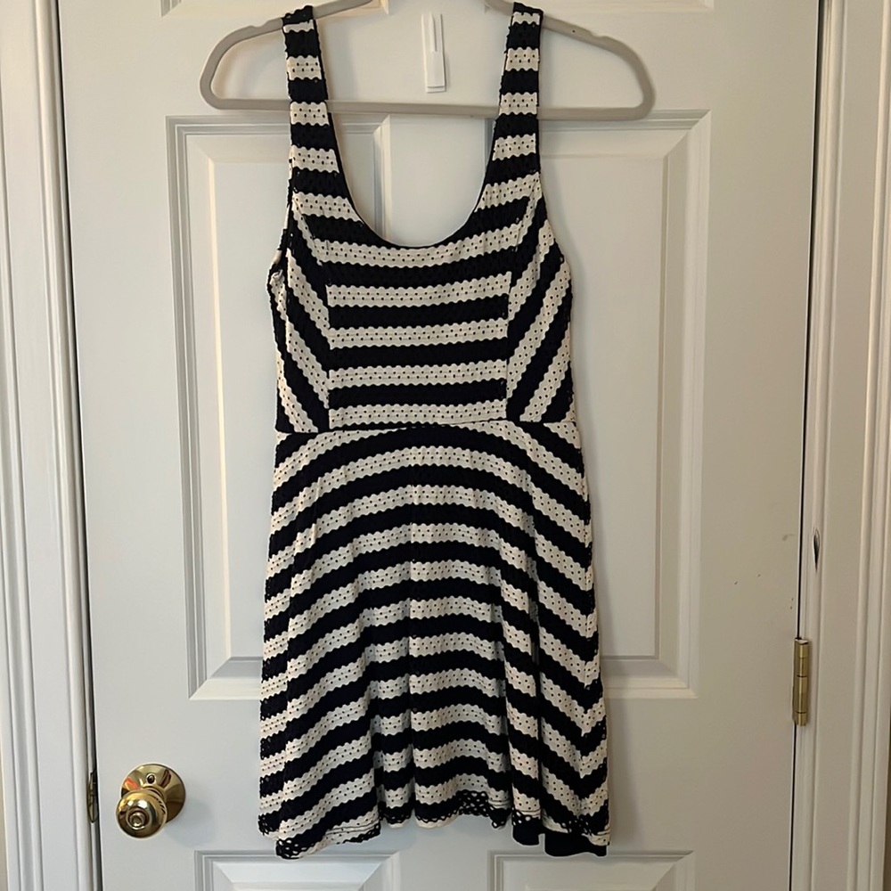 Navy blue and white summer dress